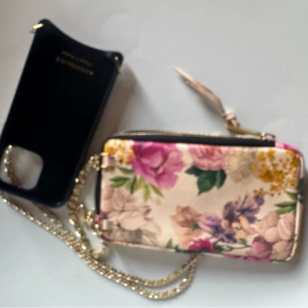 Bandolier Floral Phone Case and wallet set with wrist added wrist chain